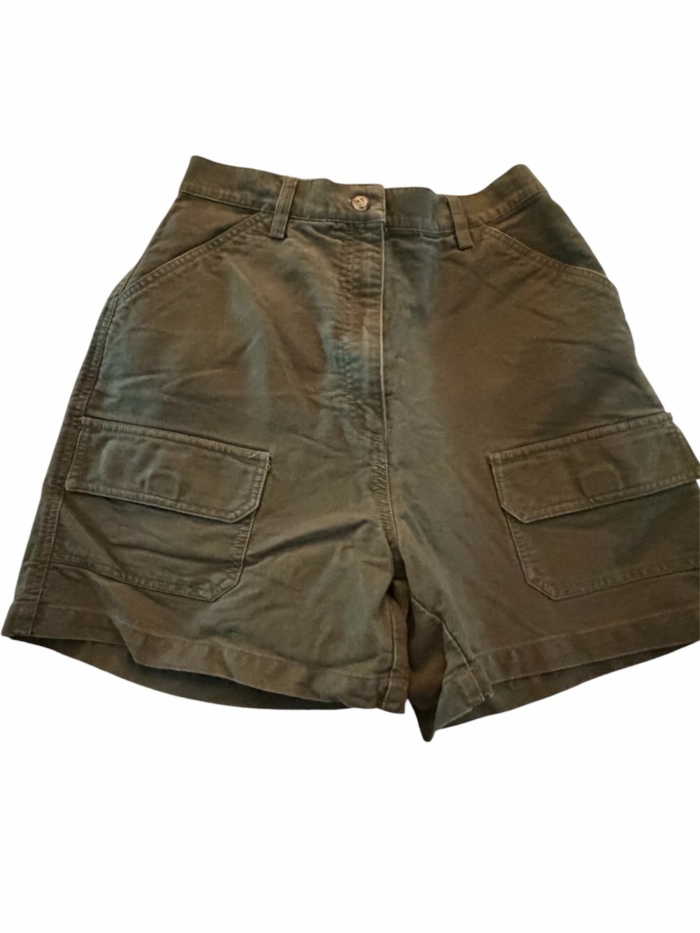 Marsh Landing High-Rise Olive Cargo Shorts with Flap Pockets